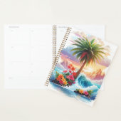 Palmboom golven en bloemen planner (Display)
