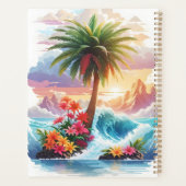Palmboom golven en bloemen planner (Achterkant)