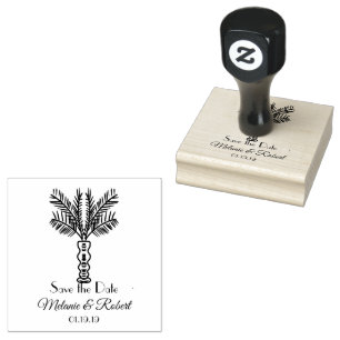 Palmboom handgetekend tropisch logo rubberen stemp rubberstempel