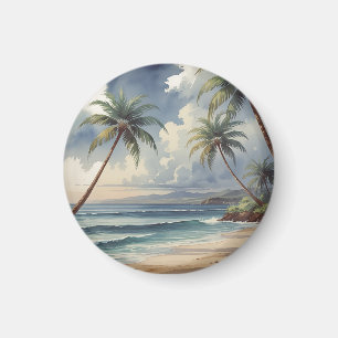Palmboom Hawaiaanse Reis Honolulu Blauwe Zee Magneet