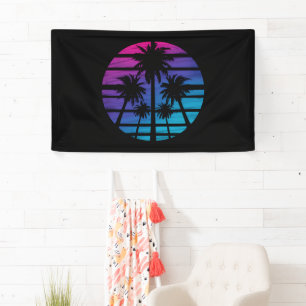 Palmboom Hawaïaanse Strand Zomer Vakantie Spandoek
