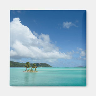 Palmboom in Bora Bora lagoon magnet Magneet