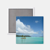 Palmboom in Bora Bora lagune magneet (Voorkant / Achterkant)