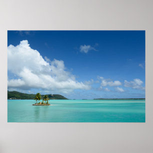 Palmboom in Bora Bora-lagune posterprint Poster