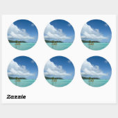 Palmboom in de Bora Bora lagune rond de sticker (Vel)