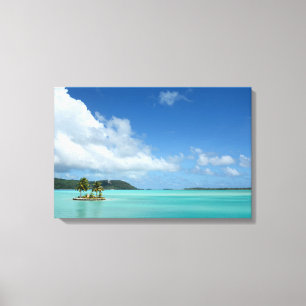 Palmboom in de lagune van Bora Bora, afdruk van do Canvas Afdruk