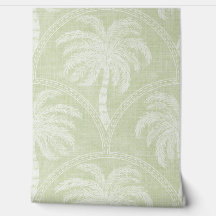Palmboom in pastelgroene boog motieven getextureer