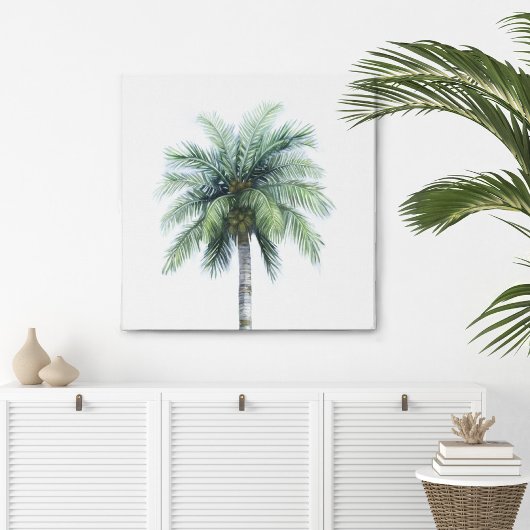 Palmboom in Waterverf Canvas Print