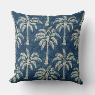 Palmboom Indigo Blauw & Crème Worp Kussen