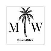Palmboom Initiaal paar bruiloft Monogram Datum #5 Zelfinktende Stempel (Design)