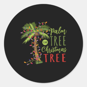 Palmboom is mijn Kerstman Tropische Zomer Ch Ronde Sticker