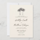 Palmboom Ivoor Minimalistisch Bestemming Bruiloft Kaart (Voorkant)