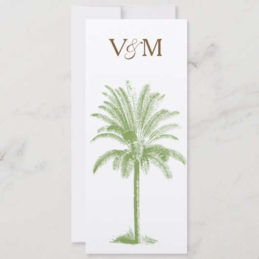palmboom - lange bruiloft - uitnodiging (Achterkant)