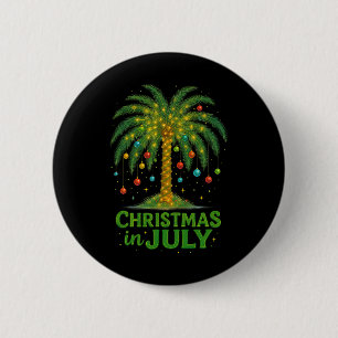 Palmboom Lichten Strand Zomer Vakantie Kerstmis Ik Ronde Button 5,7 Cm