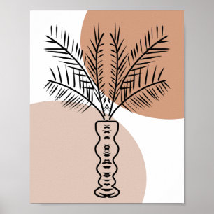 Palmboom Lijn Hand Getekende Kunstvormen Poster