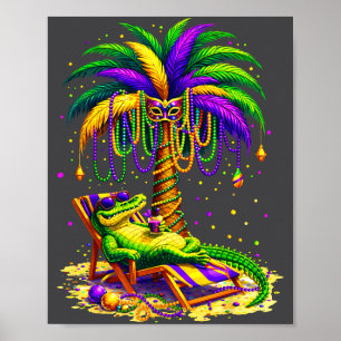 Palmboom Mardi Gras Hawaiaans Trocal Louisiana All Poster