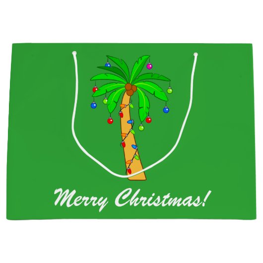 Palmboom met decoraties Vrolijk kerstfeest Large Cadeauzakje (Voorkant)