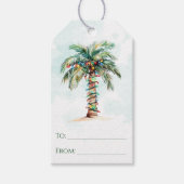 Palmboom met kerstverlichting van en naar het stra cadeaulabel (Voorkant)