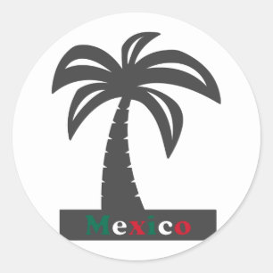 Palmboom (Mexico vakantie) - Klassieke ronde stick Ronde Sticker
