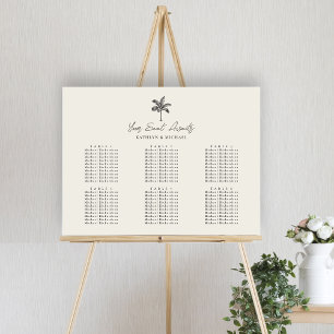 Palmboom minimalistische bruiloft 6 tafel zitplaat poster