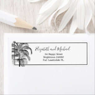 Palmboom Modern Elegant Zwart Wit Etiket