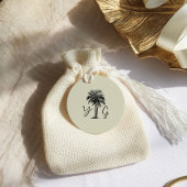 palmboom monogram bruiloft bedankjes labels