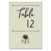  palmboom monogram bruiloft kaart (Achterkant)