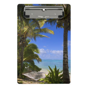 Palmboom omzoomd strand Cook Eilanden 2 Mini Klembord