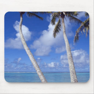 Palmboom omzoomd strand Cook Eilanden Muismat