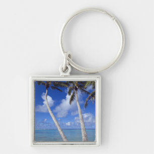 Palmboom omzoomd strand Cook Eilanden Sleutelhanger