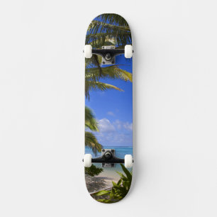 Palmboom omzoomd strand Cook Islands 2 Skateboard