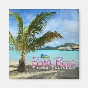 Palmboom op Bora Bora text magnet Magneet