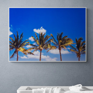 Palmboom op Caribisch strand, Riviera Maya Tulum Canvas Afdruk