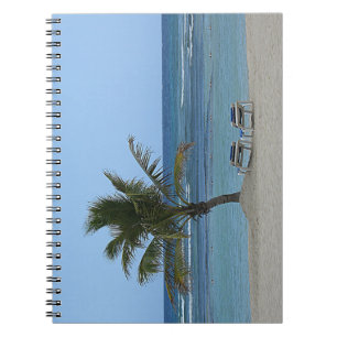 Palmboom op de strand notitieboek
