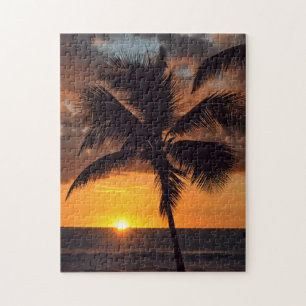 Palmboom op de Sunset in de Puzzle-eilanden Legpuzzel