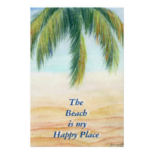 Palmboom op een zonnige dag op het strand perfect poster