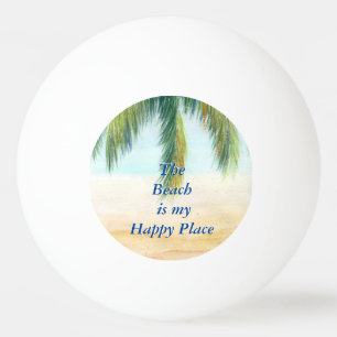 Palmboom op een zonnige dag op het strand pingpongballen