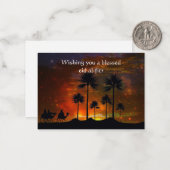 Palmboom op het dessert notitiekaartje (Voorkant / Achterkant in situ)