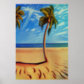 Palmboom op het strand | AI Art Poster (Voorkant)