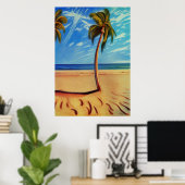 Palmboom op het strand | AI Art Poster (Thuiskantoor)