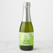 Palmboom op Lime Green Mini Sparkling Wijnetiket (Voorkant)
