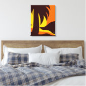 Palmboom op Zee shore op zonsondergang Canvas Afdruk (Insitu (Slaapkamer))