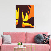 Palmboom op Zee shore op zonsondergang Canvas Afdruk (Insitu (Woonkamer))