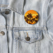 Palmboom op zonsondergang ronde button 5,7 cm (In situ)