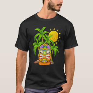 Palmboom Polynesisch Tiki Masker Hawaiaans Beeld N T-shirt