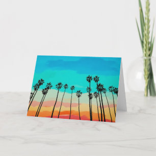 Palmboom Rainbow Sunset Waterverf Kaart