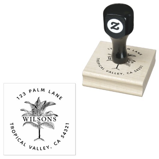 Palmboom  	rubberstempel (Gestempeld)