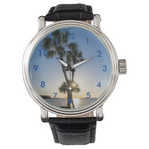 Palmboom Schaar Silhouet Polshorloge Horloge