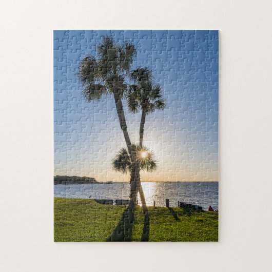 Palmboom Schaar Silhouet Puzzel (Verticaal)