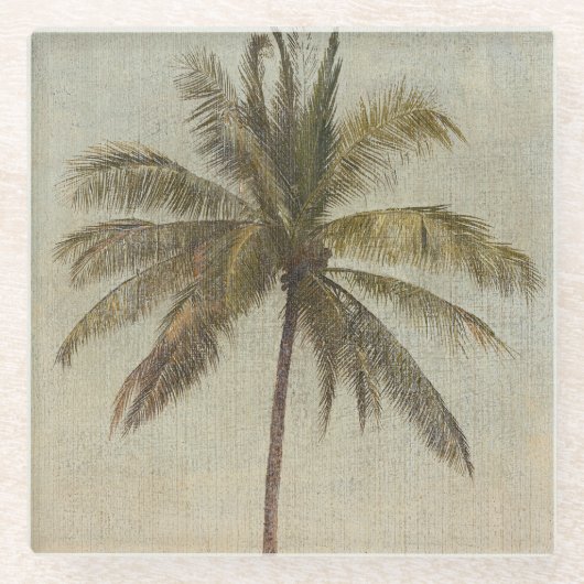  palmboom schilderij glazen onderzetter (Voorkant)